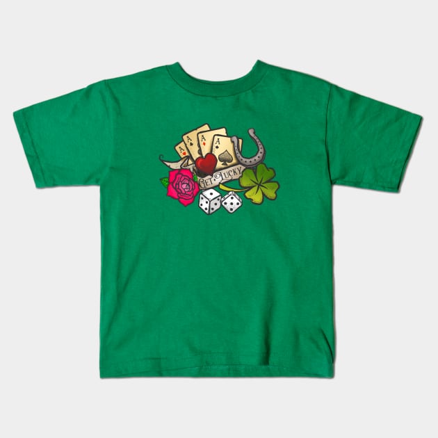 Get Lucky Traditional Tattoo Kids T-Shirt by LittleBunnySunshine